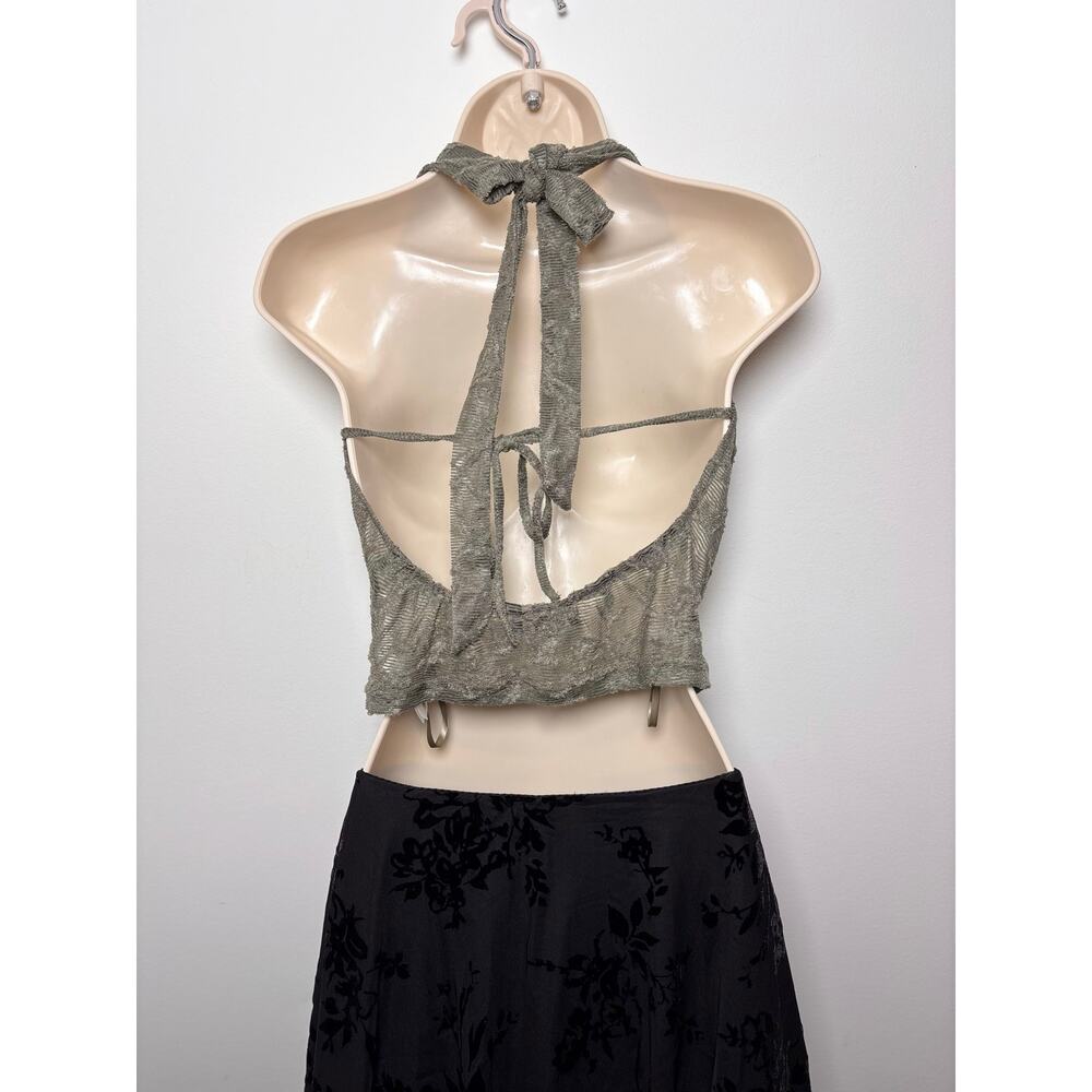Motel Rocks Olive Green Lace Halter Drape Top - Picture 5 of 6